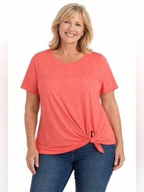 nautica peach colored cotton t shirt with side tie
